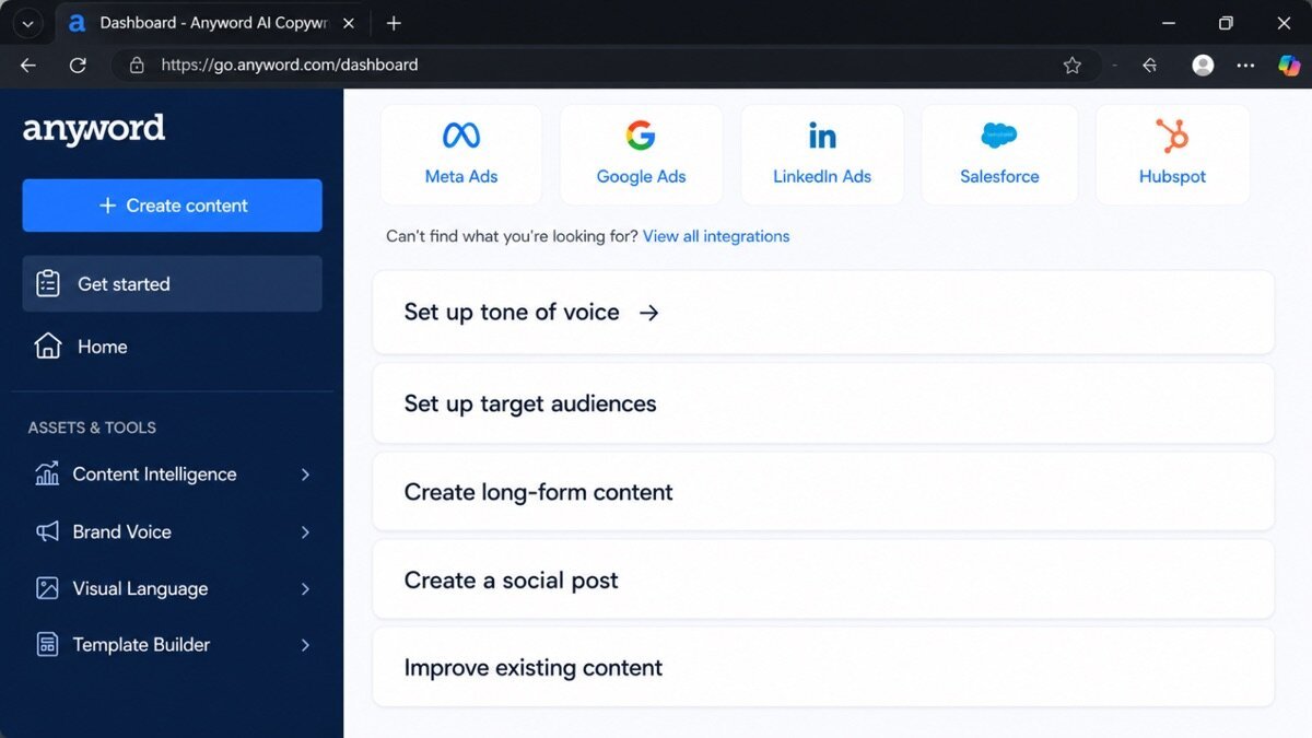 Anyword review — Anyword interface screenshot