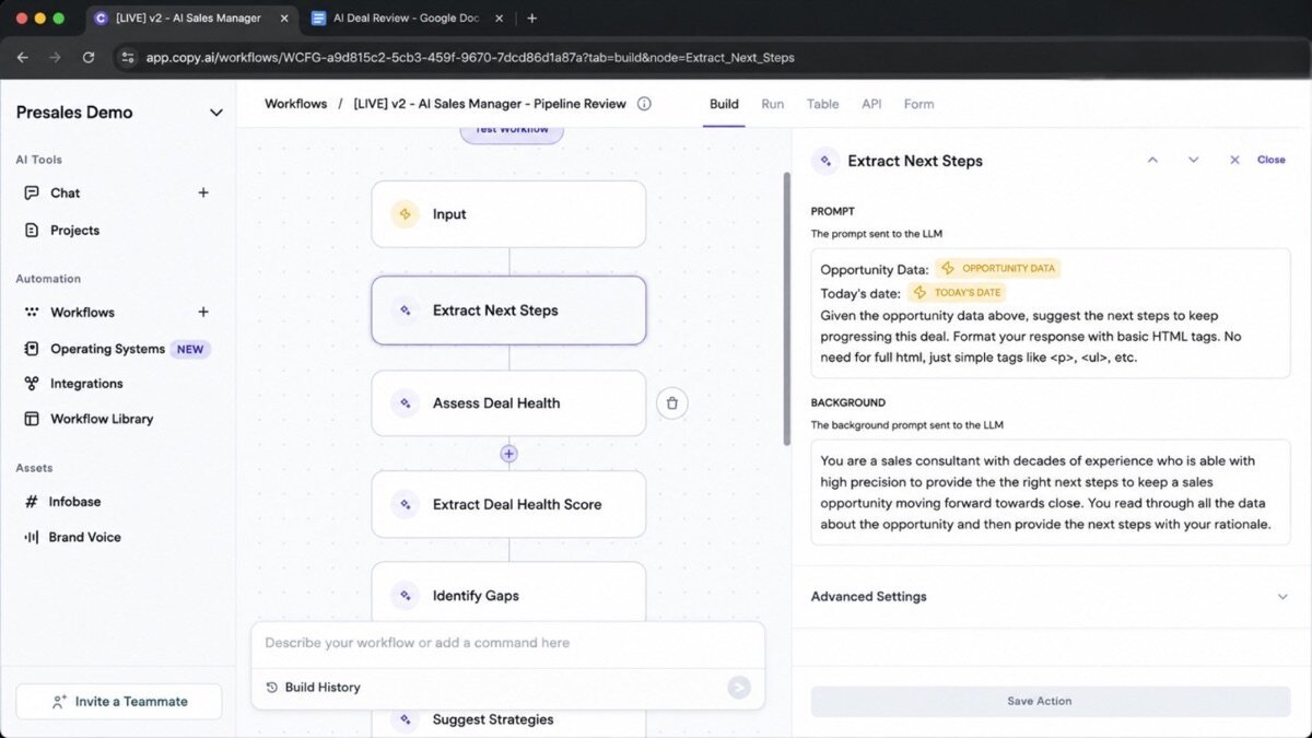 Copy.ai review — Copy.ai interface screenshot
