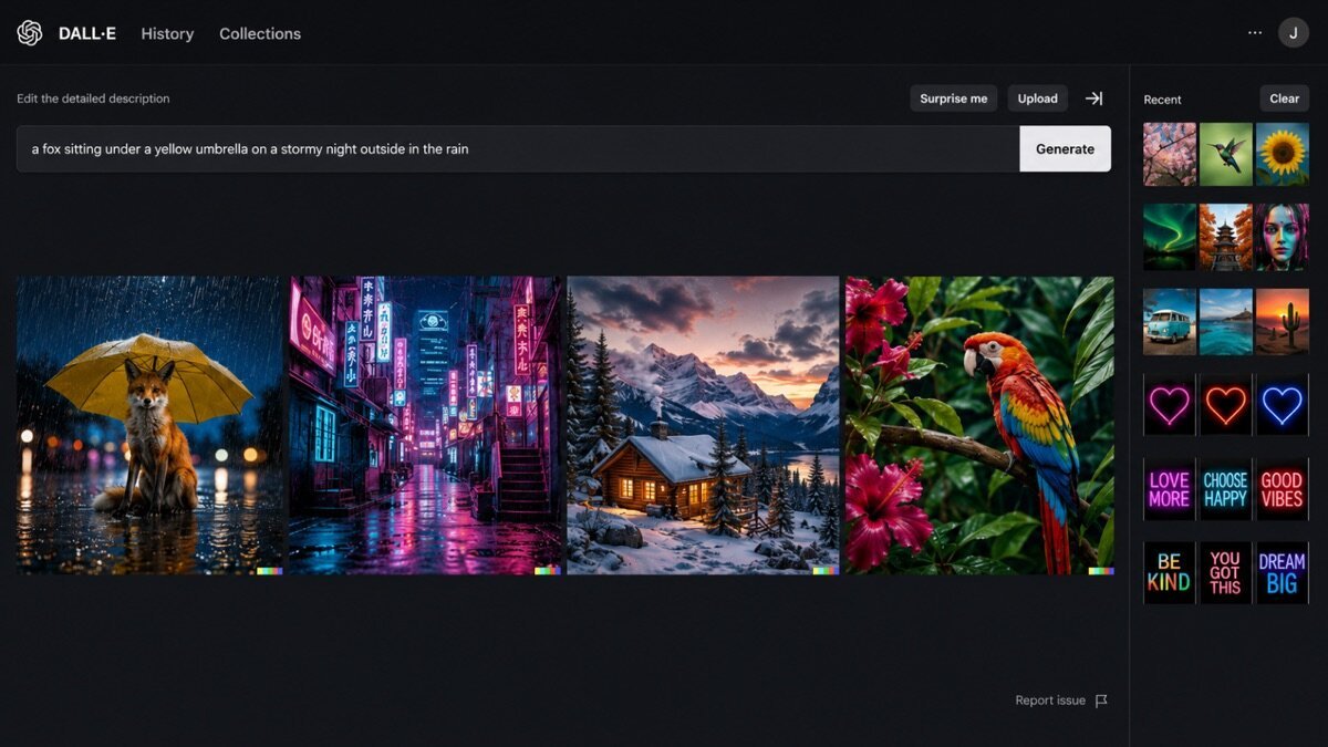 Dall-e review — DALL-E interface screenshot