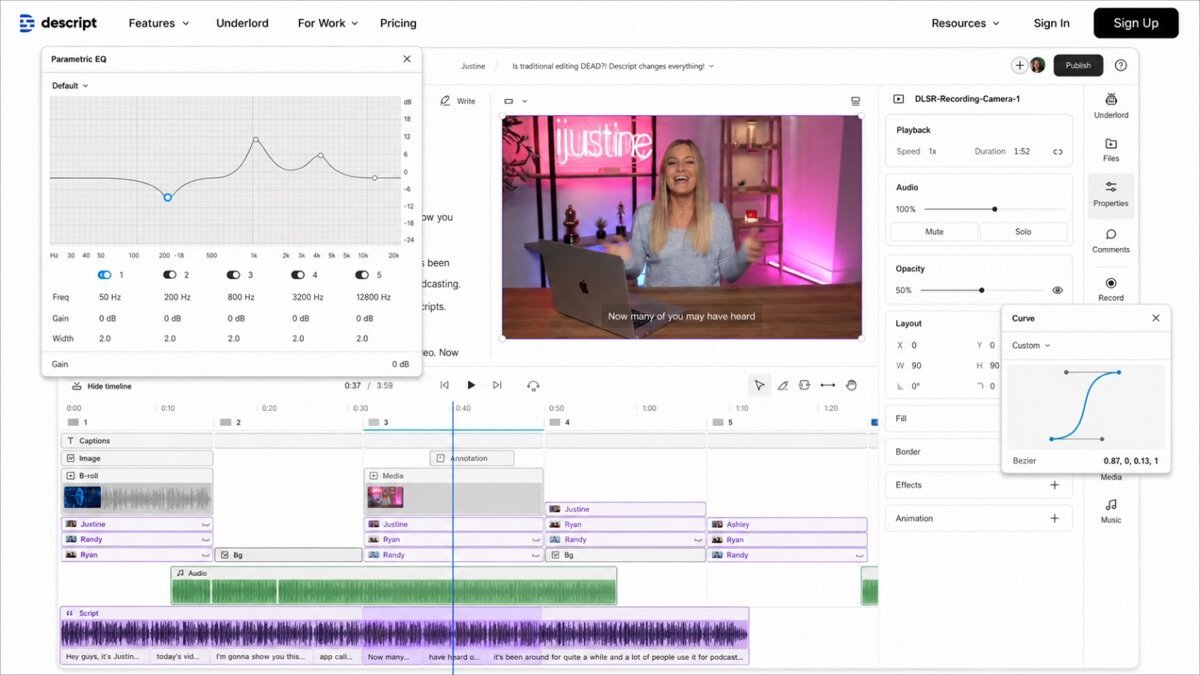 Descript review — Descript interface screenshot