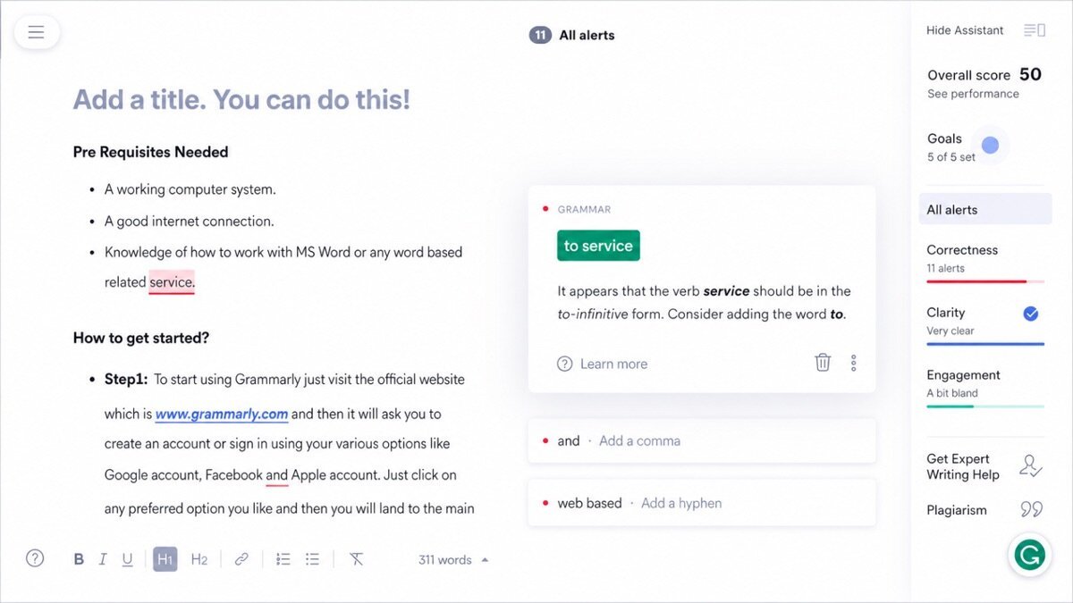 Grammarly review — Grammarly interface screenshot