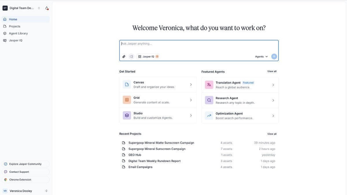Jasper ai review — Jasper AI interface screenshot