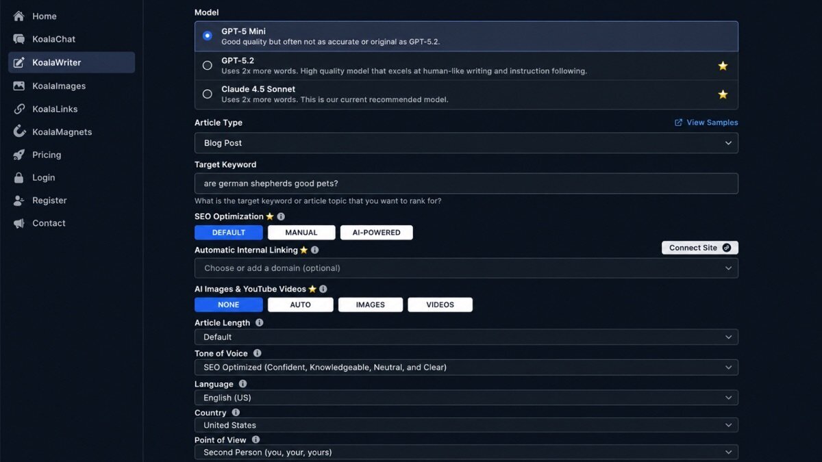 Koala review — Koala interface screenshot