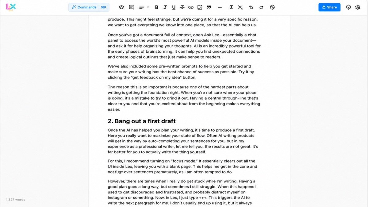 Lex review — Lex interface screenshot