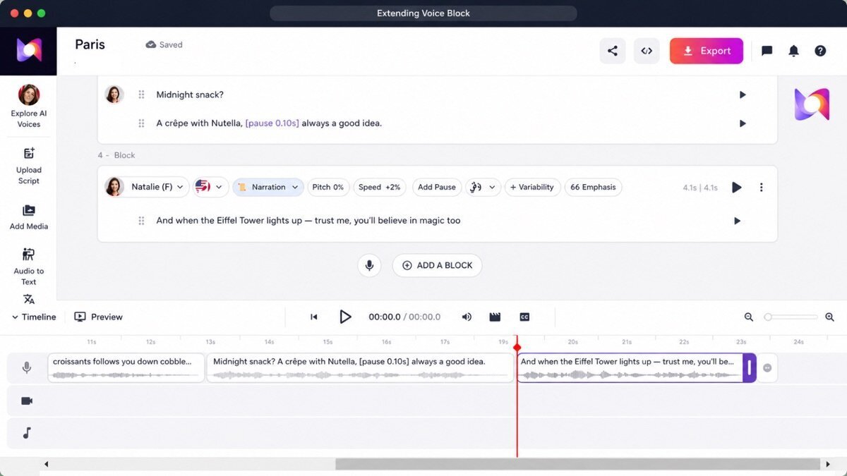 Murf review — Murf interface screenshot