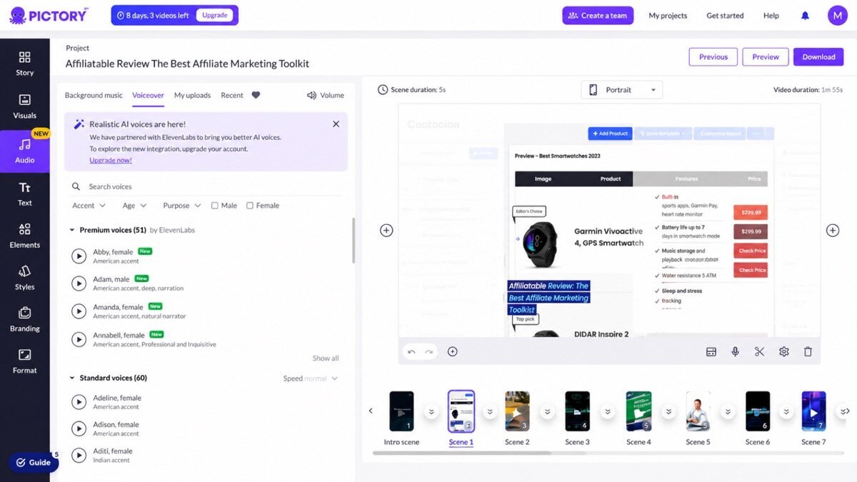 Pictory review — Pictory interface screenshot