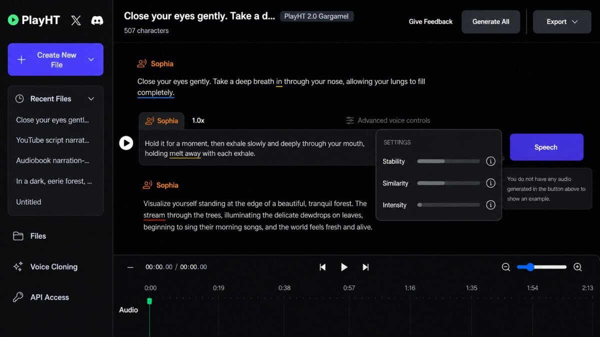 Play.ht review — Play.ht interface screenshot