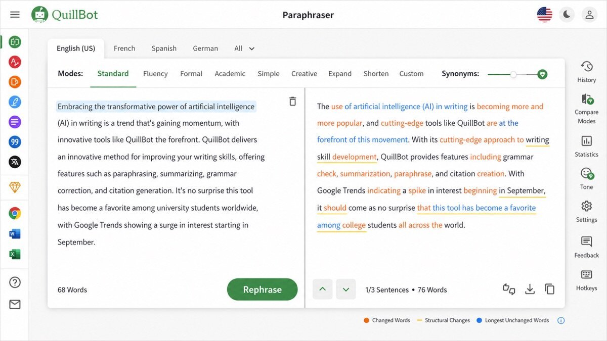 Quillbot review — QuillBot interface screenshot