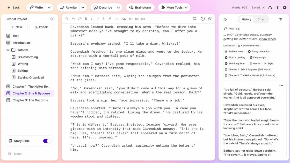 Sudowrite review — Sudowrite interface screenshot