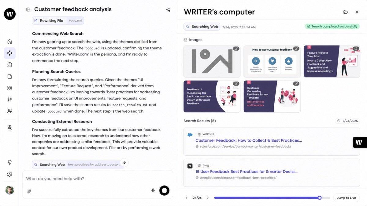 Writer review — Writer interface screenshot